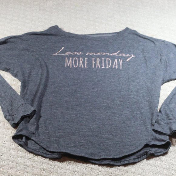 bcg Size S “Less Monday More Friday" Graphic Dolman Long Sleeve T-Shirt - Picture 1 of 5